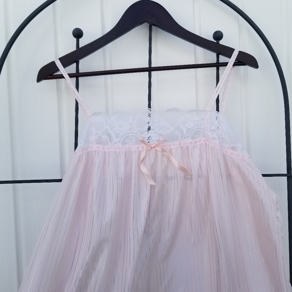 Chardin vintage pink lace two piece nightgown slip - Picture 11 of 15